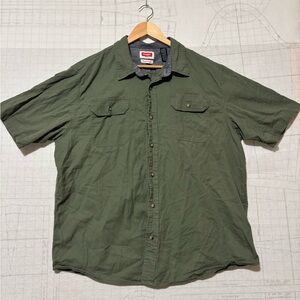 Wrangler Shirt Mens XL Green Flex Western Workwear Casual Outdoor Pockets Button